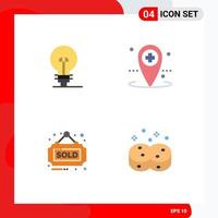 Pack of 4 Modern Flat Icons Signs and Symbols for Web Print Media such as business real product local sold Editable Vector Design Elements