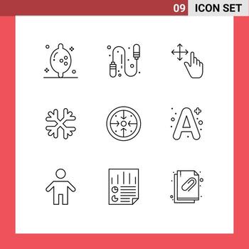 Pictogram Set of 9 Simple Outlines of process implementation hold goals canada Editable Vector Design Elements