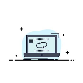 Communication connection link sync synchronization Flat Color Icon Vector