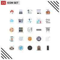 Pictogram Set of 25 Simple Flat Colors of filmstrip film imac animation towel Editable Vector Design Elements