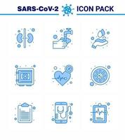 Coronavirus Prevention Set Icons 9 Blue icon such as beat safe hands care protection locker viral coronavirus 2019nov disease Vector Design Elements