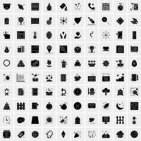 Set of 100 Business Solid Glyph icons vector