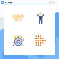 Group of 4 Modern Flat Icons Set for ancient heart olympic games success time Editable Vector Design Elements