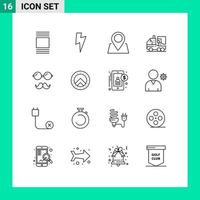Modern Set of 16 Outlines and symbols such as specs father pin avatar leaf Editable Vector Design Elements