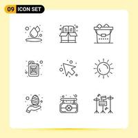 Pictogram Set of 9 Simple Outlines of weather left lifestyle up oil Editable Vector Design Elements