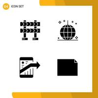 Set of 4 Modern UI Icons Symbols Signs for barricade business celebration ornaments seo Editable Vector Design Elements