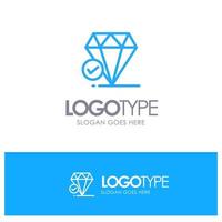 diamante joya gran pensamiento tiza contorno azul logotipo con lugar para eslogan vector