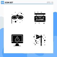 Modern 4 solid style icons Glyph Symbols for general use Creative Solid Icon Sign Isolated on White Background 4 Icons Pack vector