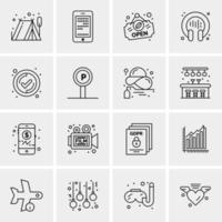 16 iconos de negocios universales vector ilustración de icono creativo para usar en proyectos relacionados con la web y dispositivos móviles