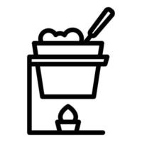 Fondue cooking icon outline vector. Cheese bread vector