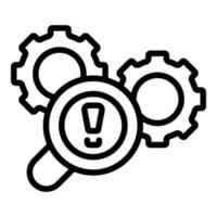 Defective gear system icon outline vector. Quality control vector