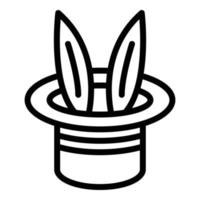 vector de contorno de icono de espectáculo de magia animal. truco de conejo