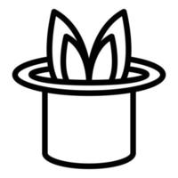 vector de contorno de icono de espectáculo de conejito. Sombrero mágico