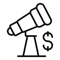 Money telescope icon outline vector. Risk plan vector