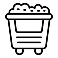 Gold cart icon outline vector. Miner rock vector