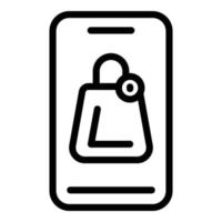 vector de contorno de icono de aplicación de teléfono de tienda. pantalla de internet