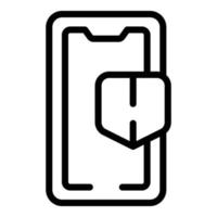 Secured phone app icon outline vector. Screen finger vector