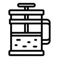 vector de contorno de icono de prensa de té. comida de cafe