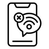 vector de contorno de icono de conexión perdida de teléfono. sitio web conectar