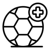 vector de contorno de icono de ayuda médica de fútbol. medico deportivo