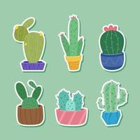 conjunto de pegatinas de diario con temática de cactus