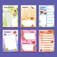 Spring flower journal template collection vector