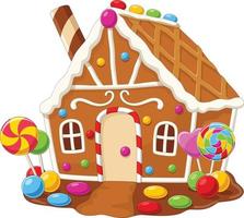 Cartoon gingerbread house on white background vector