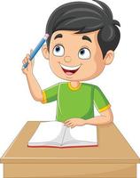 Cartoon little boy having a good idea vector