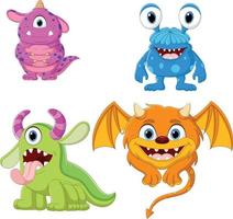 Set of cute monster cartoon vector