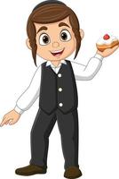 Cartoon jewish woman holding a doughnuts vector