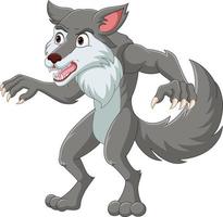 Cartoon wolf standing on white background vector