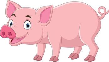 Cartoon funny pig on white background vector