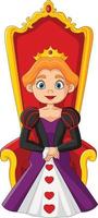 Cartoon queen sitting on the throne vector