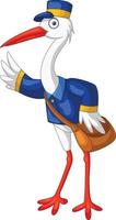 Cartoon stork postman on white background vector