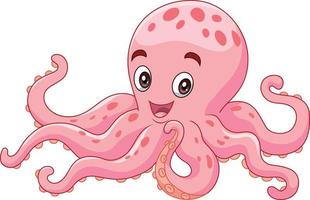 Cartoon happy octopus on white background vector