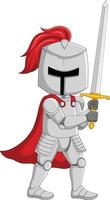 Cartoon knight holding a sword vector