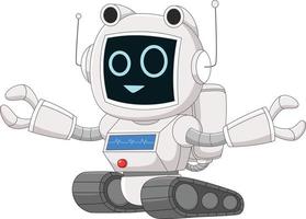 Cute robot cartoon with wheels vector