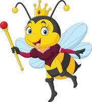 abeja reina de dibujos animados sosteniendo un cetro vector