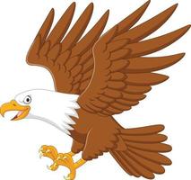 Cartoon eagle flying on white background vector