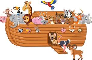 Cartoon noah ark with animals vector