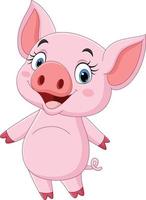 Cartoon funny little pig posing vector