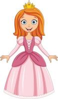 Cartoon happy princess in pink dress vector