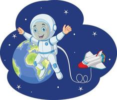 Cartoon astronaut in the outerspace vector