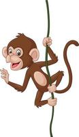 Cartoon baby monkey hanging on a tree branch vector