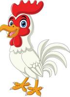 Cartoon happy rooster on white background vector