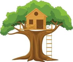 Tree house cartoon in the garden vector