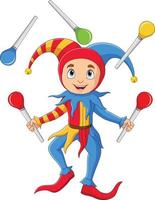 Cartoon funny jester showing juggling vector