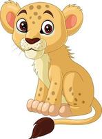 Cartoon baby lioness on white background vector