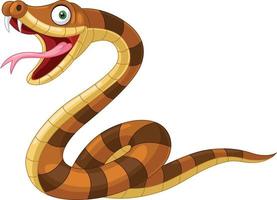 Cartoon brown snake on white background vector