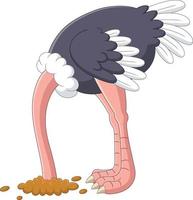 Ostrich hiding its head in the hole vector